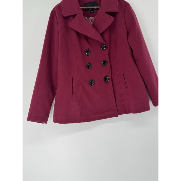 Attention Hot Pink / Dark Mauve Wool Button Up Coat Winter Plus 1x Overcoat Warm - Picture 2 of 8